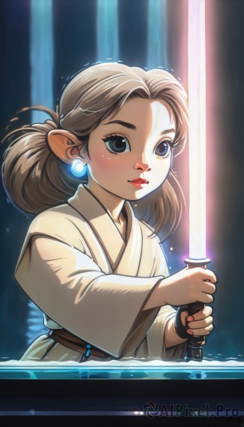 A female portrayed in a vivid dynamic scene