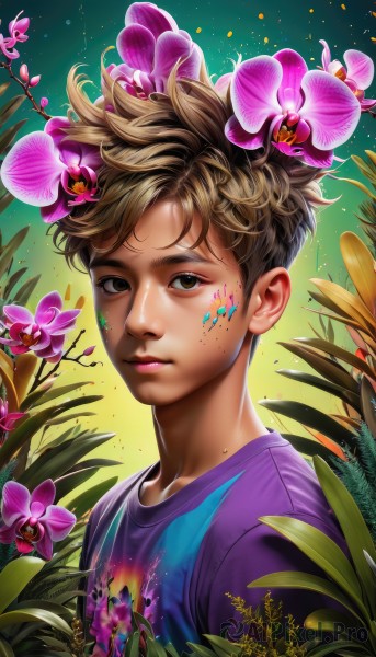 A stunning portrayal of a male in a lush dynamic scene