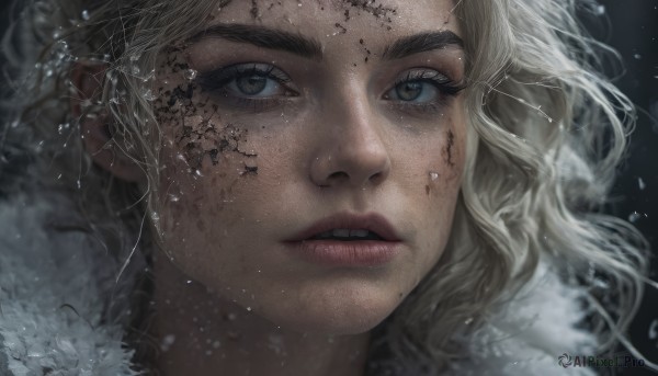A female captured in a dynamic snowy snow