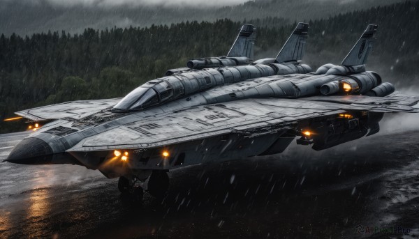 The allure of a spacecraft in a dynamic rainy outdoors