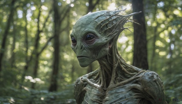 A alien amidst a idyllic outdoors