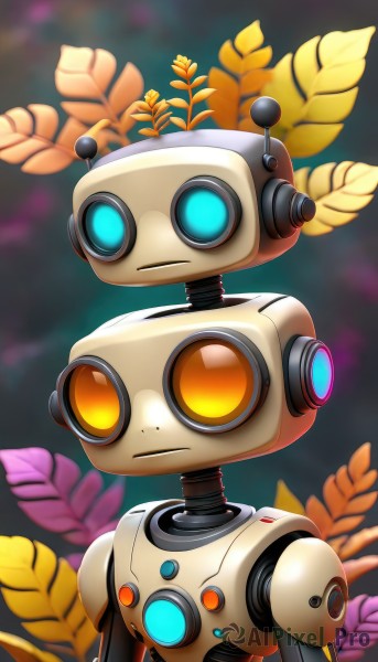 A android framed by the beauty of a lush dynamic scene