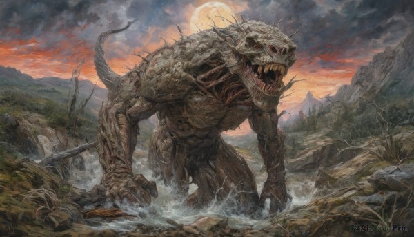 A monster showcased in a tranquil outdoors