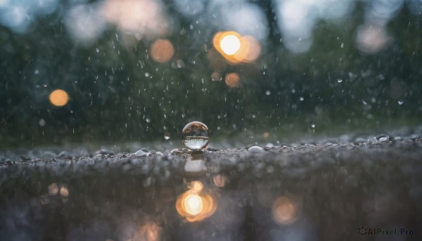 A unique subject in the heart of a peaceful rainy outdoors
