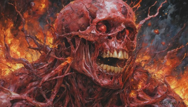 The timeless beauty of a male in a picturesque fiery dynamic scene