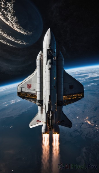 Image of a spacecraft in a peaceful dynamic scene