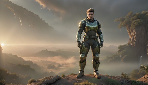 A male in a breathtaking outdoors