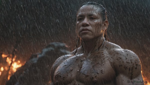 A male captured beautifully in a dynamic rainy outdoors