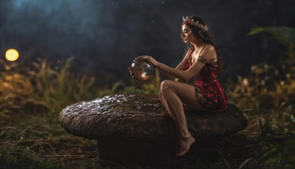The wonder of a female in a bold outdoors