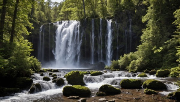 The charm of a waterfall in a bold day