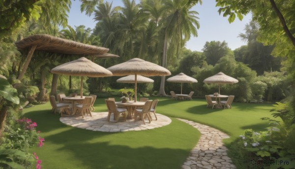 A dynamic view of a garden in day