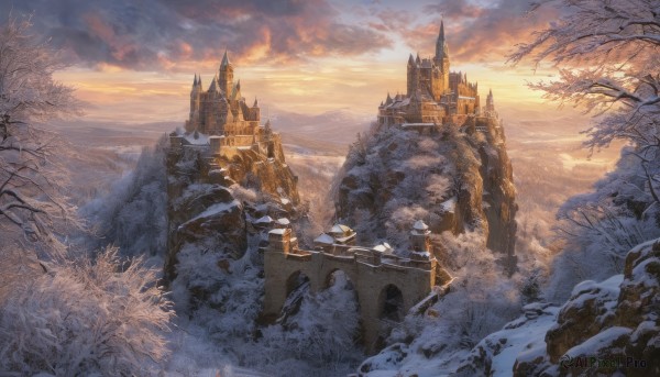 The majestic beauty of a landscape set within a dynamic snowy day