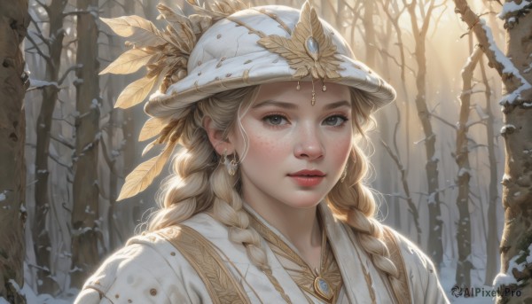 A inspiring female within snowy outdoors