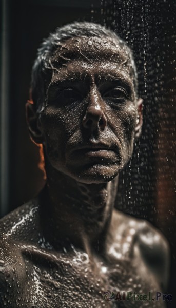 A male surrounded by a captivating dynamic scene