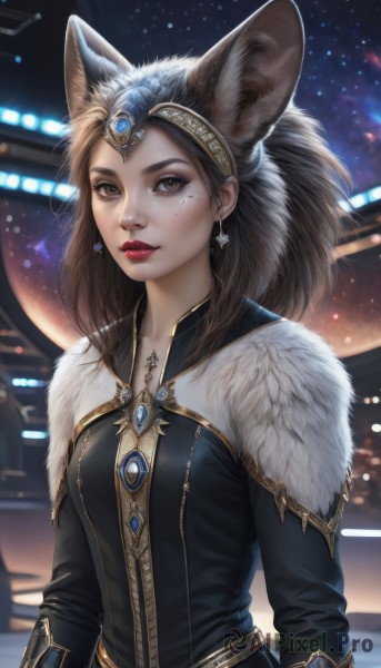 A female set against the backdrop of a serene dynamic scene