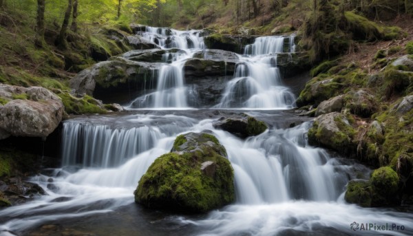A waterfall in a breathtaking day