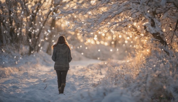 A stunning portrayal of a female in a breathtaking snowy outdoors