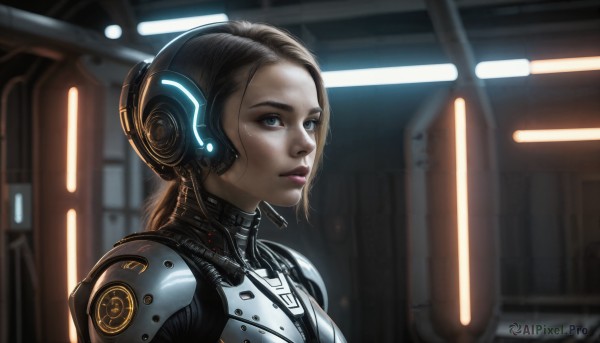 A majestic image of a cyborg in dynamic scene