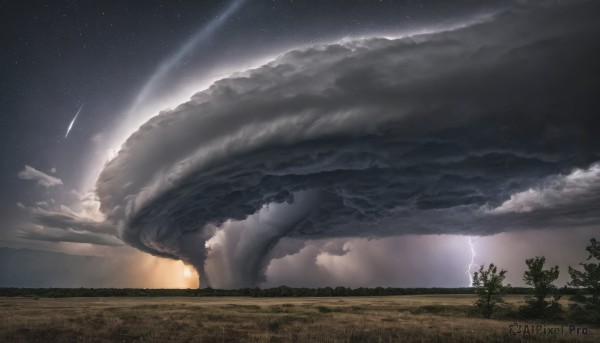 A stunning portrayal of a lightning in a calm sunset outdoors