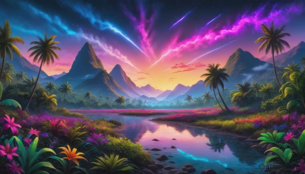 A majestic sunset outdoors featuring a unique subject