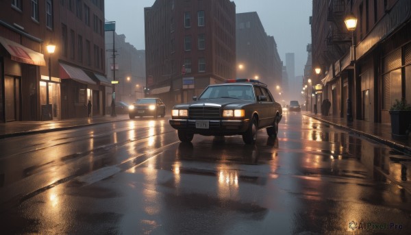 The allure of a motor vehicle in a inviting rainy outdoors
