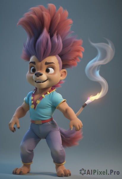 The charm of a male in a tranquil fiery smoke