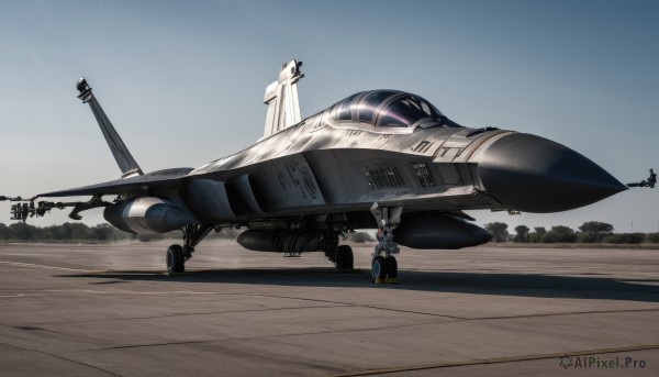 1boy,weapon,outdoors,multiple boys,sky,military,helmet,science fiction,realistic,aircraft,military vehicle,airplane,pilot suit,vehicle focus,jet,fighter jet,pilot,signature,tree,no humans,flying,spacesuit,cockpit,missile