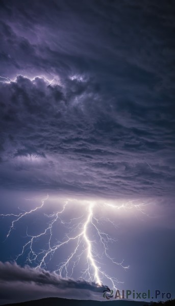 monochrome,outdoors,sky,cloud,tree,no humans,ocean,cloudy sky,nature,scenery,mountain,electricity,purple theme,lightning,landscape,water,night,motor vehicle,forest,horizon,dark