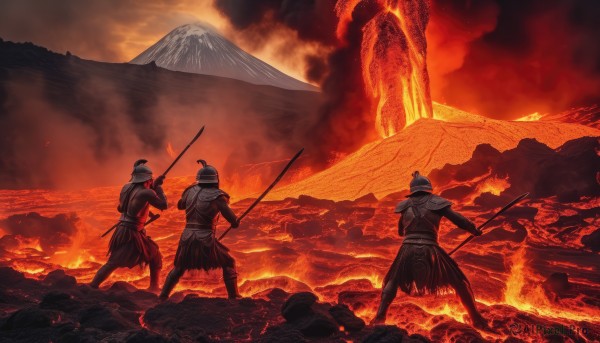 A unique subject amidst a vivid fiery outdoors