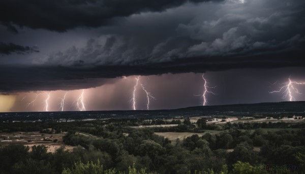 outdoors,sky,cloud,water,tree,no humans,night,ocean,cloudy sky,grass,nature,scenery,horizon,electricity,dark,river,lightning,landscape,building,forest,city,cityscape,city lights