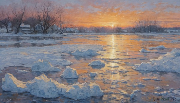 A majestic landscape within a lush snowy outdoors