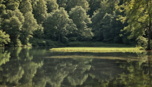 outdoors,sky,day,water,tree,no humans,grass,nature,scenery,forest,reflection,rain,road,bush,puddle,reflective water,signature,plant,green theme,landscape,lake