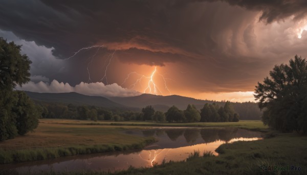 The charm of a lightning in a tranquil sunset outdoors