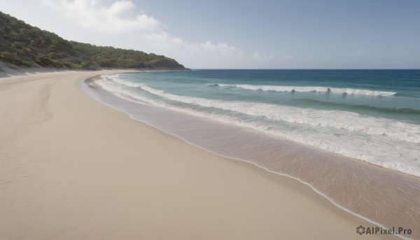 outdoors,sky,day,cloud,water,tree,blue sky,no humans,ocean,beach,nature,scenery,sand,horizon,waves,shore,forest,landscape