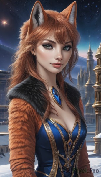 A female in a dynamic outdoors