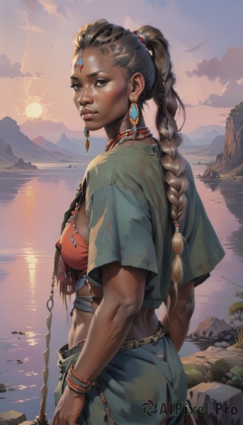 A majestic female within a vivid sunset outdoors