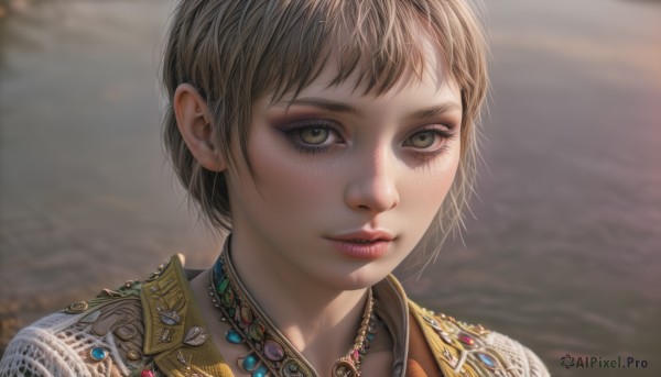 A female in a picturesque dynamic scene
