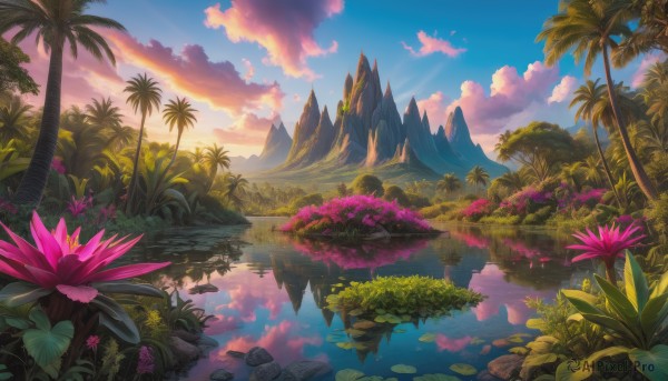 A landscape captured beautifully in a dynamic sunset outdoors