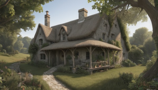 A garden portrayed in a inviting day