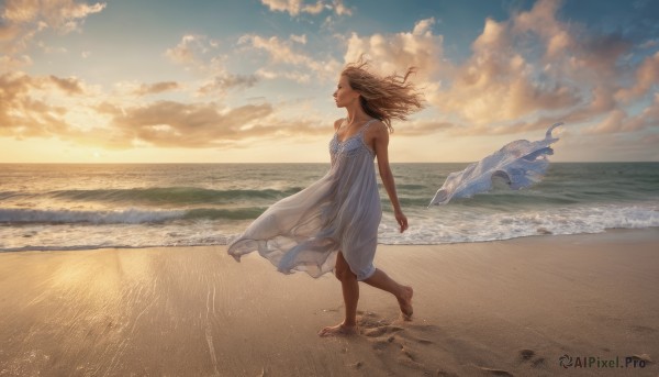 A female in the heart of a majestic sunset outdoors