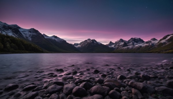 A landscape in a picturesque sunset outdoors