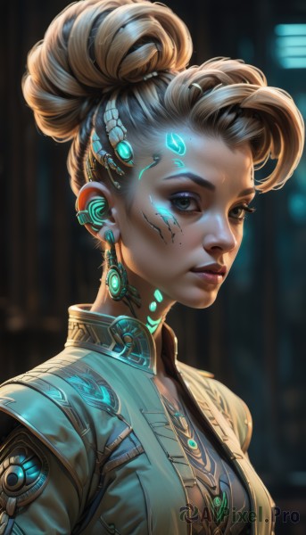 A cyborg in the heart of a majestic dynamic scene