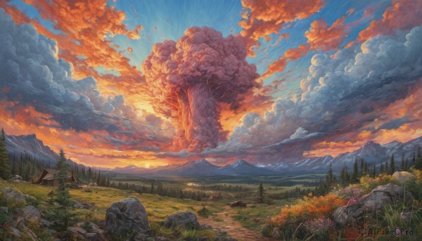 A landscape in the heart of a beautiful sunset day