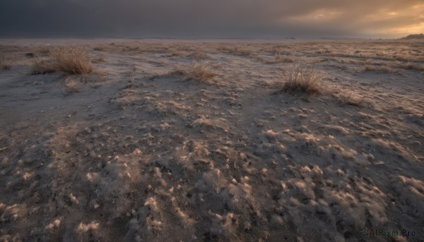 A glimpse of a landscape in a ethereal sunset outdoors