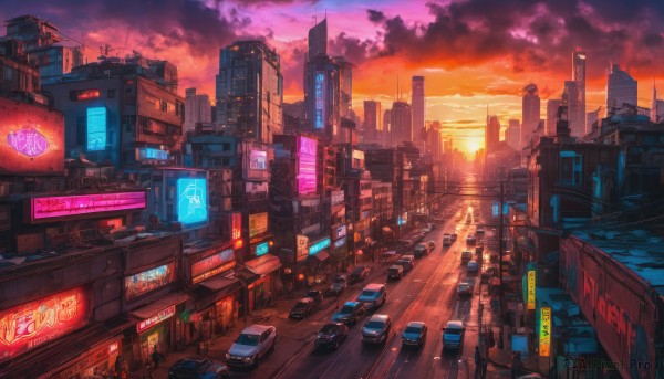 A captivating motor vehicle within sunset outdoors