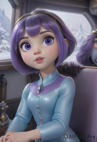 A dynamic view of a female in snowy day