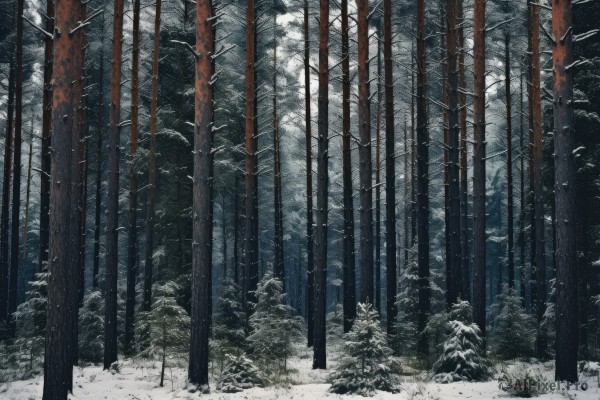 A unique view of a landscape in snowy day