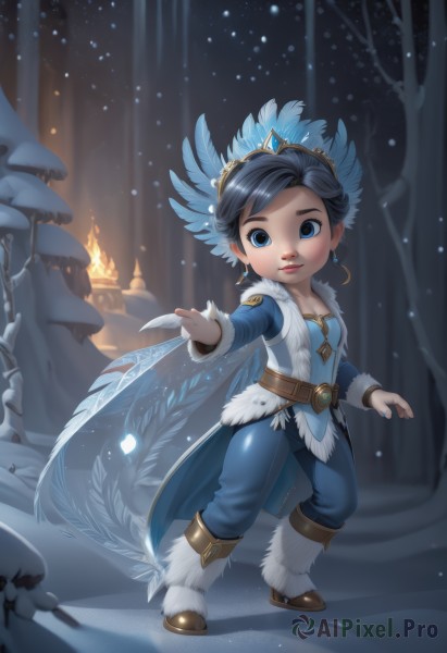 A female caught in a breathtaking snowy outdoors