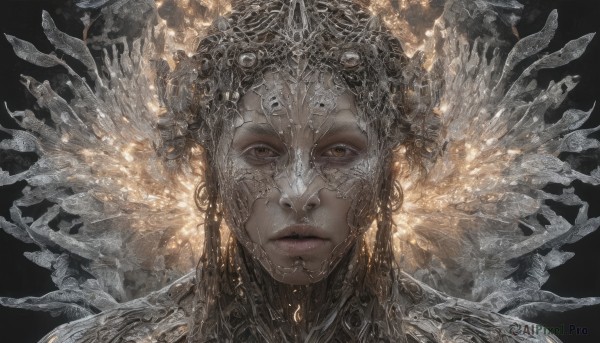A female surrounded by a lush dynamic scene