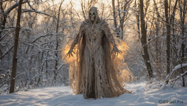 A monster surrounded by a captivating snowy outdoors